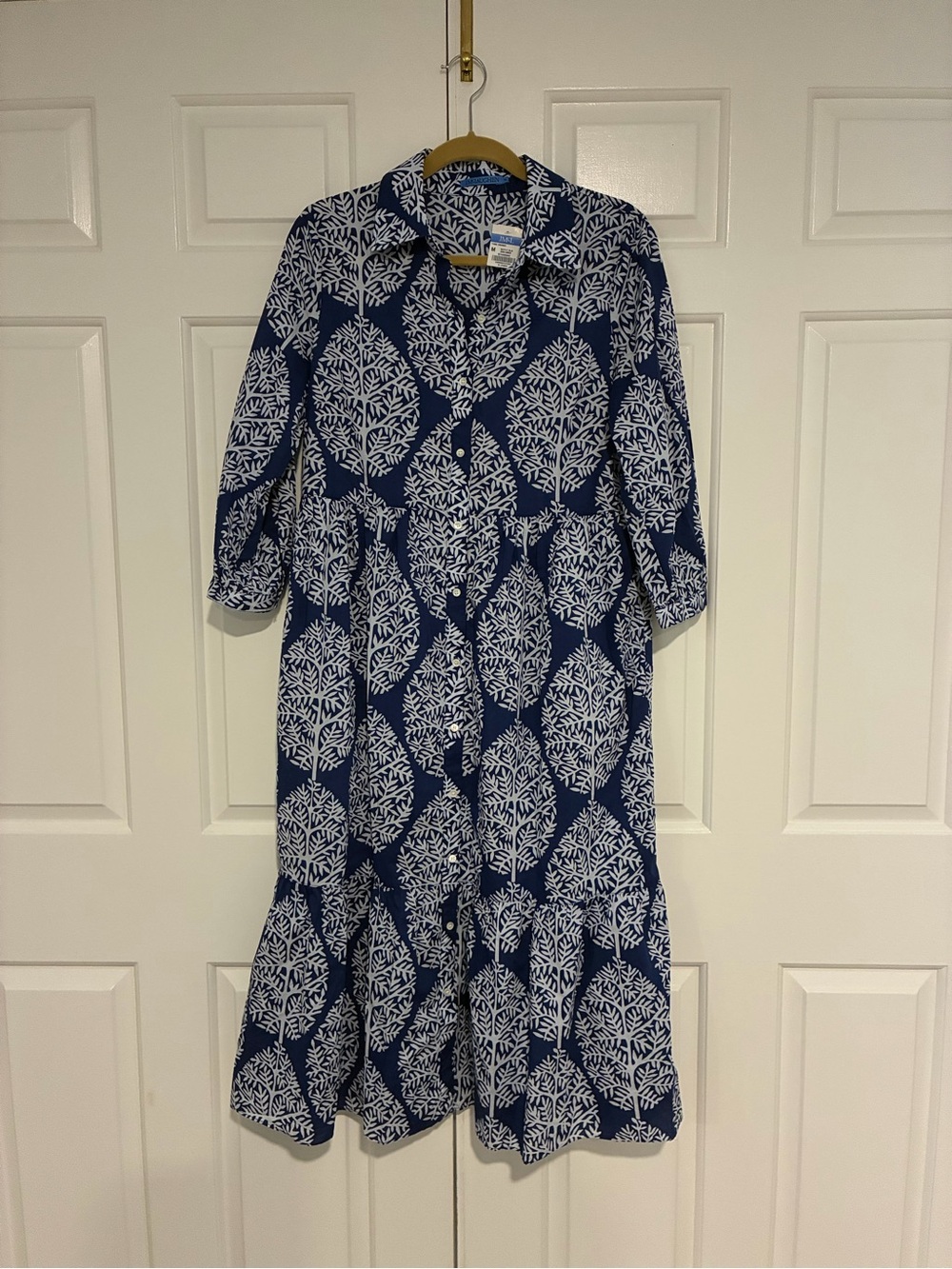 NWT J. McLaughlin Tybee Blue & White Printed Button-Front Women’s Dress